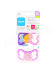 MAM Air Nuit Sucette Silicone 18m+ x2 sucettes Mam - 1