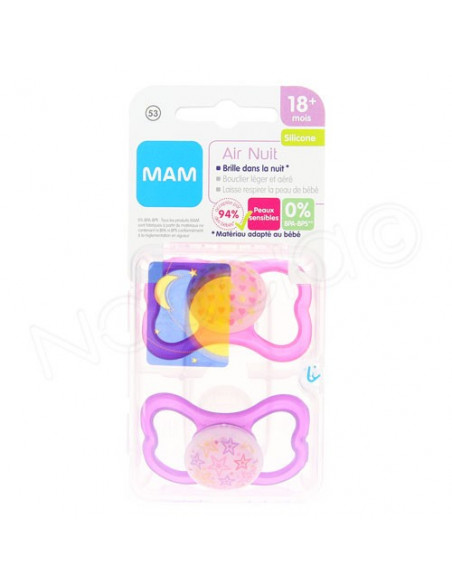 MAM Air Nuit Sucette Silicone 18m+ x2 sucettes Mam - 1