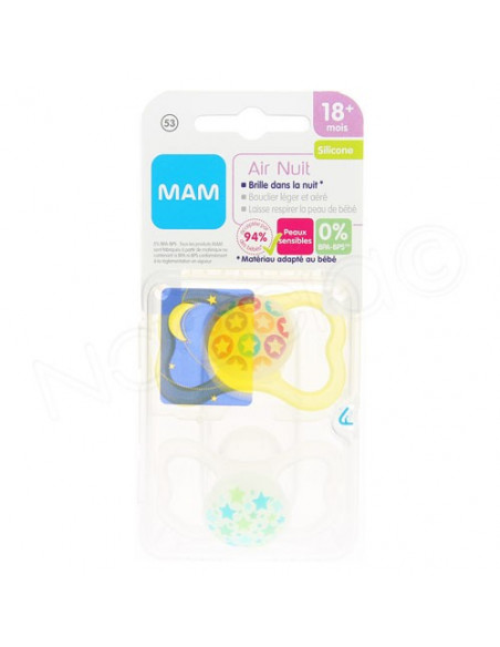 MAM Air Nuit Sucette Silicone 18m+ x2 sucettes Mam - 2