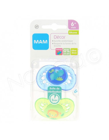 MAM Décor Sucette Anatomique Silicone 6m+ x2 sucettes Mam - 1