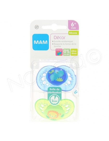 MAM Décor Sucette Anatomique Silicone 6m+ x2 sucettes Mam - 1