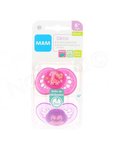 MAM Décor Sucette Anatomique Silicone 6m+ x2 sucettes Mam - 1 2