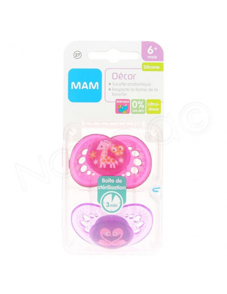 MAM Décor Sucette Anatomique Silicone 6m+ x2 sucettes Mam - 2