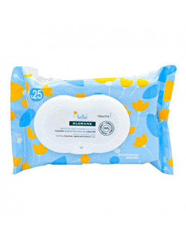 Klorane Bébé Lingettes Nettoyantes Douces - naturelles et hypoallergéniques