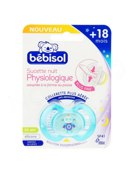 BEBISOL Sucette slim physiologique silicone nuit Plus18mois x1 -  Archange-pharma