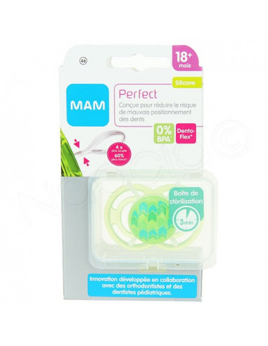 MAM Perfect Sucette 0-6 mois Silicone Dento-Flex Boite x1 sucette