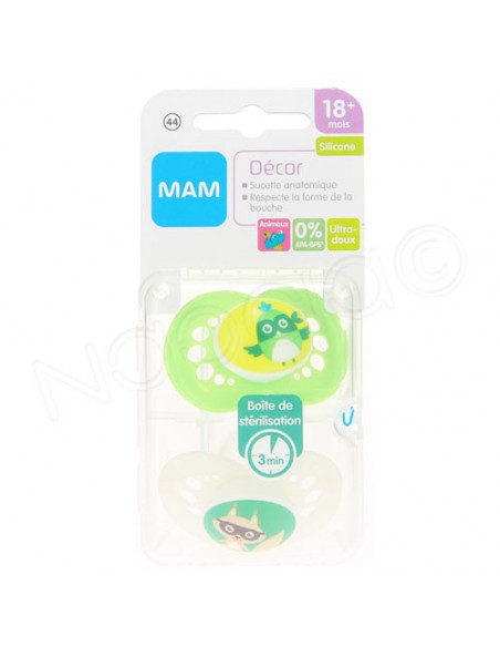 MAM Décor Sucette Anatomique Silicone 18m+ x2 sucettes Mam - 1