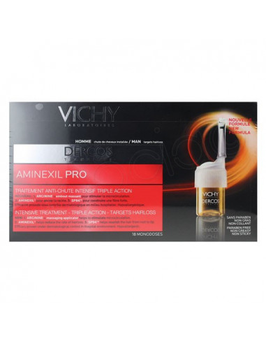 Vichy Dercos Aminexil Pro Homme et Femme - Traitement Anti-chute Intensif. Coffret 18 monodoses