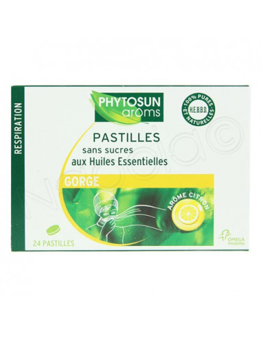 Phytosun Aroms Pastilles Gorge aux Huiles Essentielles. x24 pastilles sans sucre