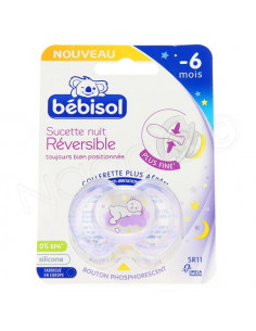 Bébisol Sucette Nuit Réversible silicone -6 mois x1 Bébisol - 1