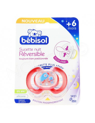 Bébisol Sucette Nuit Réversible silicone +6 mois x1 Bébisol - 1