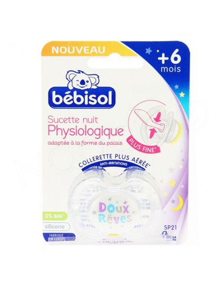 Bébisol Sucette Nuit physiologique silicone +6 mois x1 Bébisol - 2