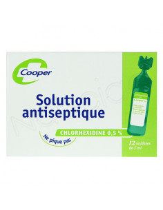Cooper Solution antiseptique Chlorhexidine 0,5% Unidoses 12x5ml Cooper - 1