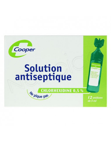 Cooper Solution antiseptique Chlorhexidine 0,5% Unidoses 12x5ml Cooper - 1