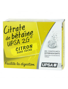 Citrate de Bétaïne UPSA 2 g Citron sans sucre. 20 comprimés effervescents