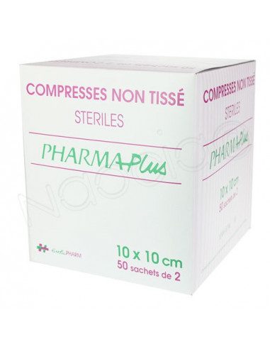 Pharmaplus Compresses Non tissé Steriles 10x10cm 50 sachets de 2  - 1