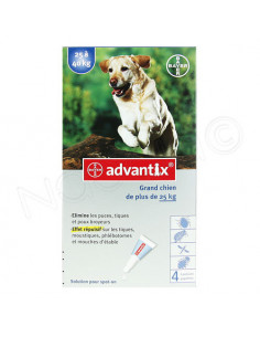 Advantix Solution spot-on Grand Chien plus de 25kg pipettes de 4ml 4 pipettes Bayer - 1