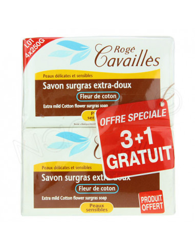 Rogé Cavaillès Savon surgras extra-doux Lot 4x250g Lait de Rose Rogé Cavaillès - 1