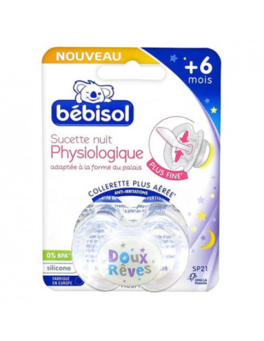 Bébisol Sucette physiologique silicone Transparent +6 mois x1 Transparent Doux Rêves Bébisol - 1
