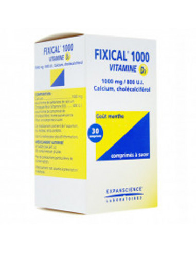 Fixical 1000 Vitamine D3 1000mg/800 UI Goût Menthe 30 comprimés à sucer Expanscience - 1