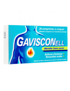 Gavisconell Menthe sans sucre - Brûlures d'estomac, remontées acides 24 comprimés à croquer  - 1