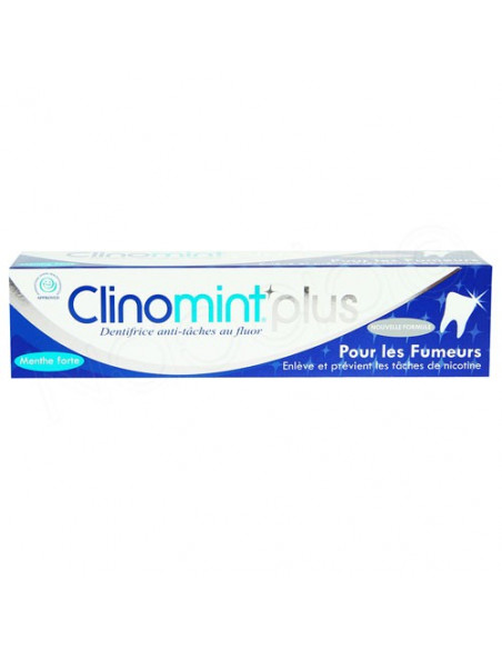 Clinomint Plus Dentifrice Menthe Forte spécial fumeurs au fluor tube 75ml Gilbert - 2
