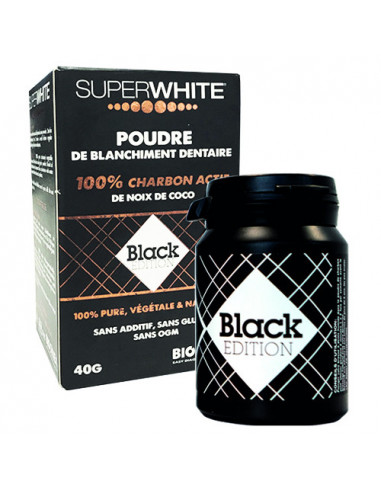 Superwhite Poudre de Blanchiment Dentaire au Charbon Actif Black Edition. 40g  - 1