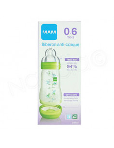 MAM Biberon anti-colique Débit 2 Sans BPA 0-6 mois 260ml vert Mam - 1