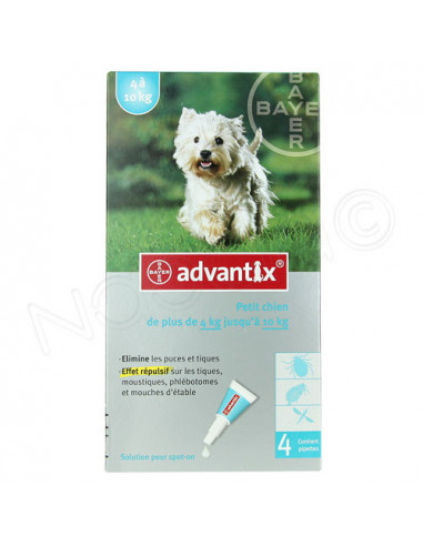 Advantix Solution spot-on Petit Chien 4 à 10 kg Pipettes de 1ml 4 pipettes Bayer - 1