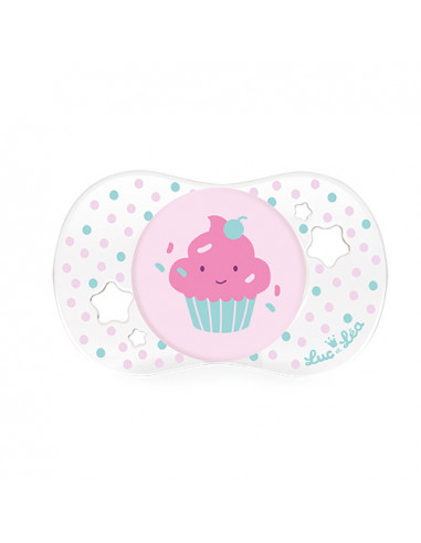 Luc et Léa Sucette Silicone Symétrique 0m+ Rose cupcake Gilbert - 1