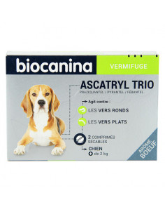 Biocanina Ascatryl trio Vermifuge chien 2 comprimés sécables grand chien Biocanina - 1