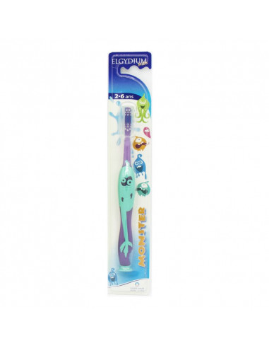 Elgydium Brosse à Dents Souple 2-6 ans Monster x1 Violet/Turquoise Elgydium - 1