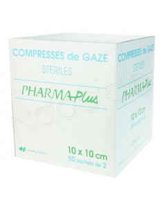 Pharmaplus Compresses de Gaze Steriles 10x10cm 50 sachets de 2  - 1