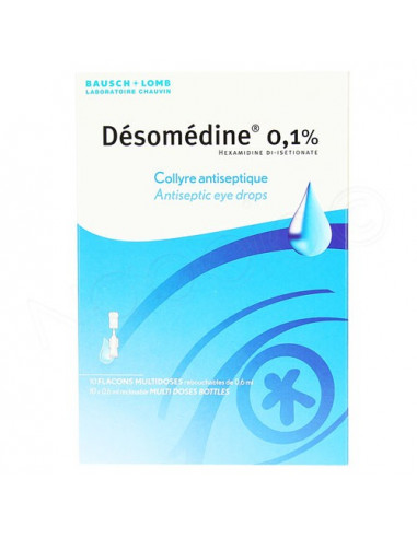 Désomédine 0.1 pour cent collyre antiseptique 10 flacons multidoses de 0.6ml