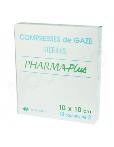 Pharmaplus Compresses Non tissé Steriles 10x10cm 10 sachets de 2  - 1