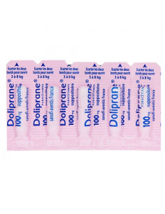 Boite Rose Doliprane Paracétamol 100 mg de 10 suppositoires sécables 2