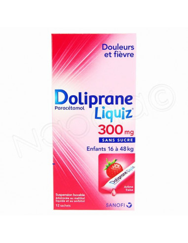Doliprane liquiz 300 mg sans sucre 12 sachets fraise - Archange Pharmacie  en ligne