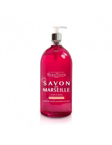 Beauterra Savon Liquide de Marseille Corps et Mains Rose Ancienne 1L