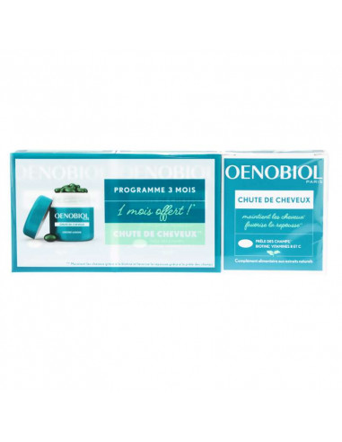 Oenobiol Chute de Cheveux Programme 3 mois dont 1 mois OFFERT. 3x60 capsules Oenobiol - 1