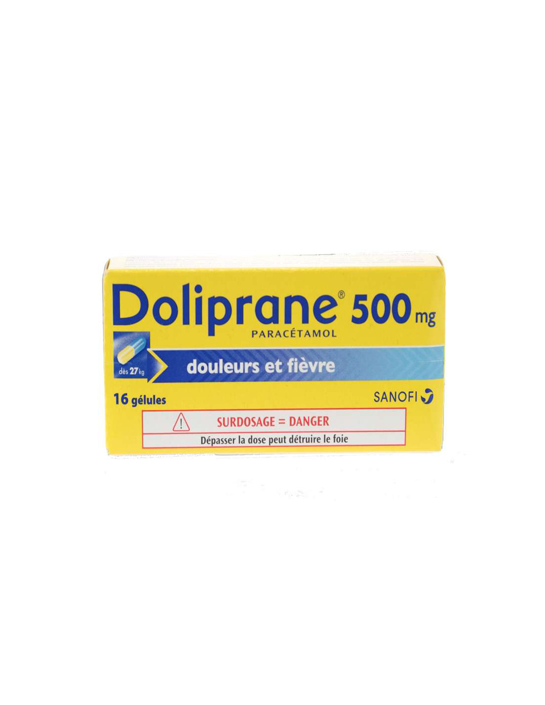 Doliprane 500 mg boîte de 16 gélules - Médicament conseil - Pharmacie Prado  Mermoz