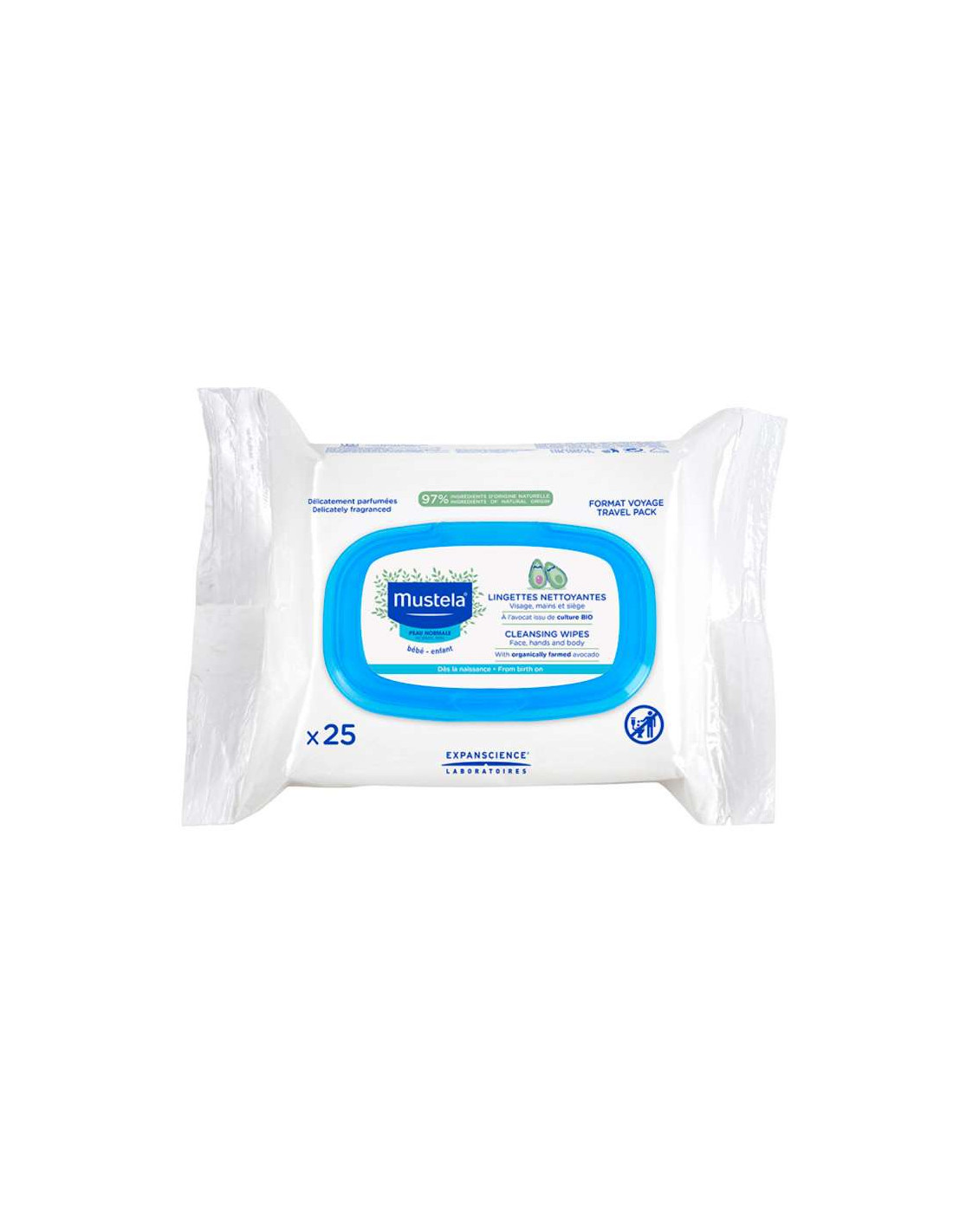 Mustela Lingettes Nettoyantes Bébé Lot 2 paquets 60 lingettes + 1 OFFERT