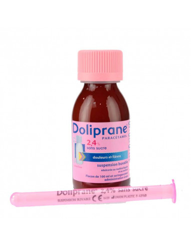 Doliprane 2,4% Sirop sans sucre Arôme Fraise Flacon 100ml - Archange-pharma