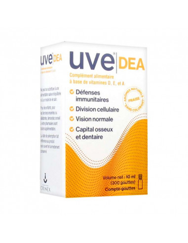 Uve DEA Complément Alimentaire Vitamines D, E, A. Compte-gouttes 10ml  - 1