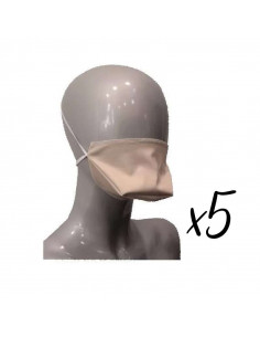 Velvet Bellus Masque Barrière Lavable Réutilisable Beige Bec de canard. Lot de 5  - 1