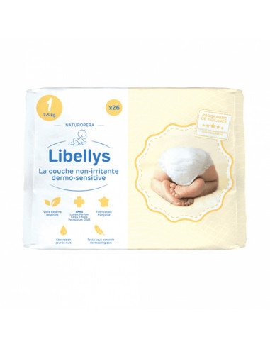 Libellys Couche Dermo-sensitive Taille 1. Paquet x26 couches Libellys - 1