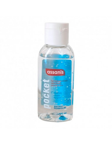 flacon gel hydroalcoolique 100ml assanis pocket