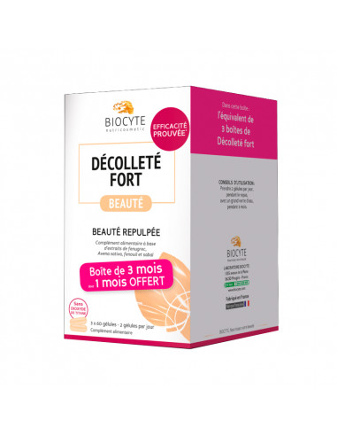 boîte de 180 gélules de biocyte décolleté fort dont 1 mois offert