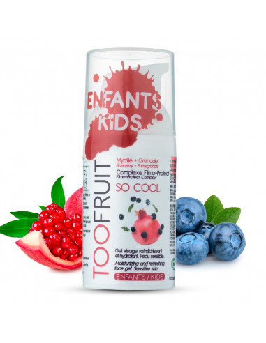 flacon airless gel hydratant visage bio enfant so cool toofruit fraise