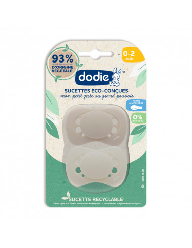 Dodie Sucettes Anatomiques Eco-conçues 0-2 mois Couleur Beige x2 - Avis et  achat sur Archange Pharma