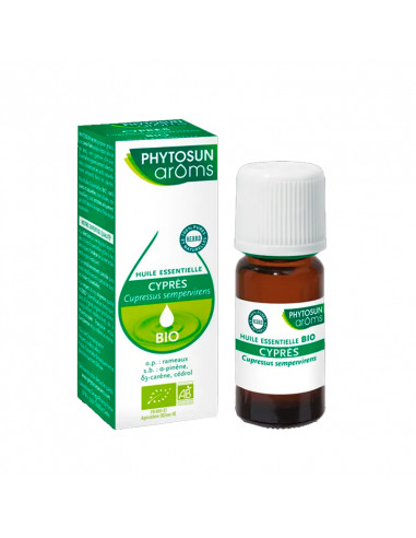 boite + flacon compte-gouttes huile essentielle cyprès bio phytosun aroms